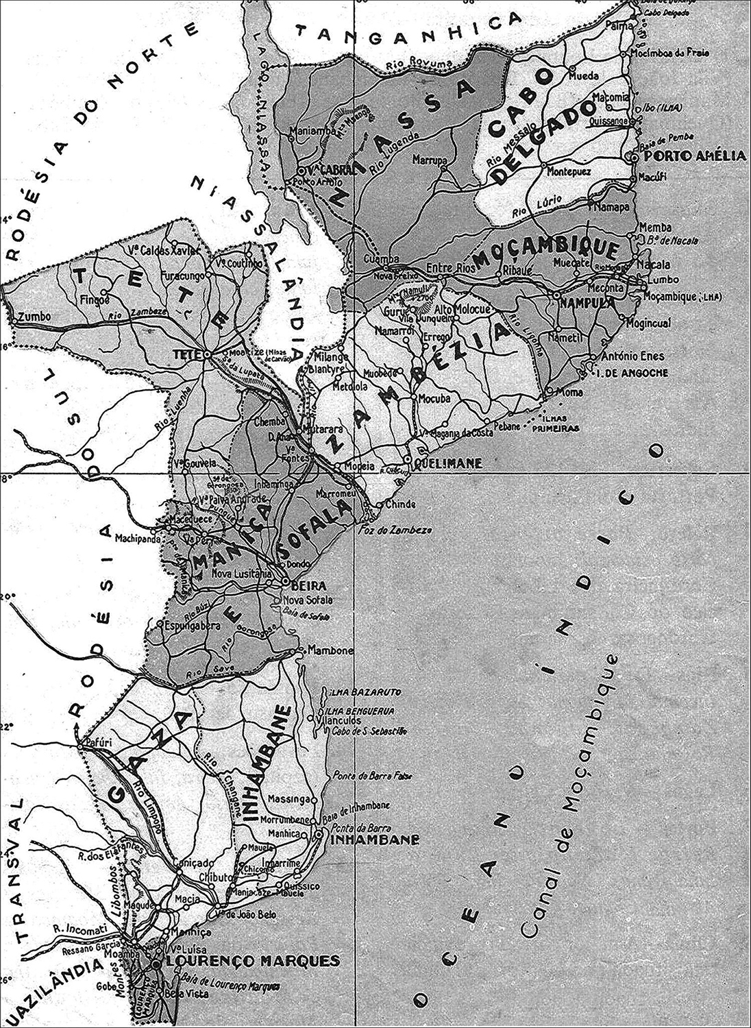 Mappa del Mozambico durante il periodo coloniale. Fonte: http://dx.doi.org/10.1590/S0104-59702014000200006